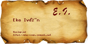 Eke Iván névjegykártya